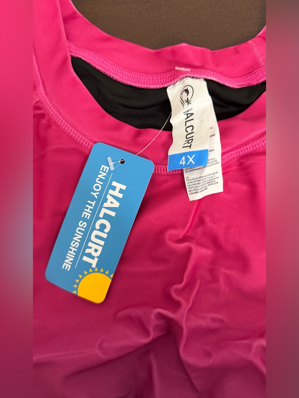NWT Halcurt 4X Pink Ombre Long Sleeve Swim Shirt & Swim Shorts Set - Picture 4 of 8
